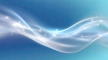 Fototapeta premium Abstract wispy lines with glowing stars in serene blue and white colors, creating a calming and dreamy atmosphere for creative projects and backgrounds