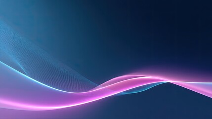 Abstract colorful wave of light in smooth gradient across deep blue background, showcasing vibrant hues of pink and turquoise creating a soothing atmosphere