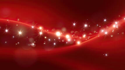Abstract Red Background with Glittering Stars and Soft Waves for Elegant Design and Artistic Creations in Digital and Print Media