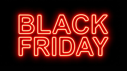 Glowing Red Neon Black Friday Sign Dark Background