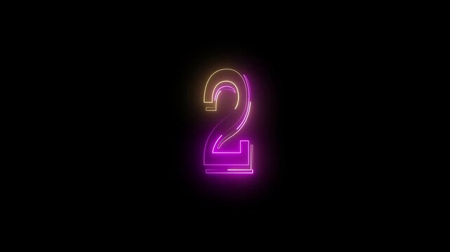 neon 2 number icon with a bright, glowing effect, smoothly transitioning between colors.