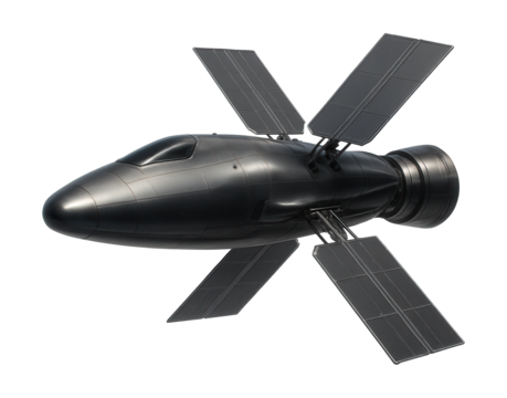 Streamlined space tug featuring deployable radiator panels.