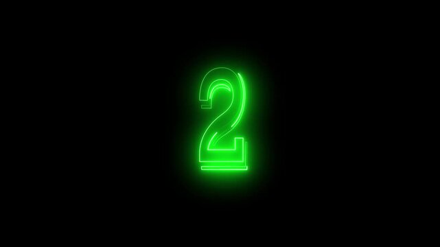 neon 2 number icon with a bright, glowing effect, smoothly transitioning between colors.