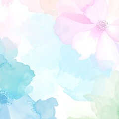 A vibrant watercolor painting featuring an array of delicate flowers in soft hues, gracefully arranged against a clean white background, evoking tranquility.