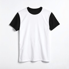 A stylish white and black T-shirt featuring contrasting two-tone sleeves, perfect for casual wear or layering, showcasing a modern and trendy design.