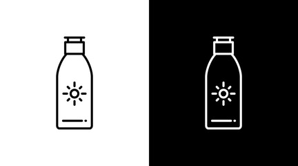 Sunscreen Lotion White Icon Set Design