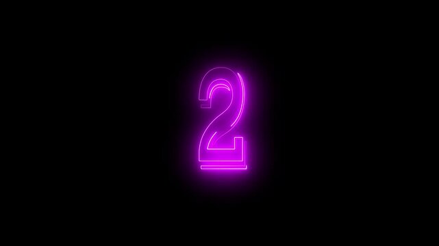 neon 2 number icon with a bright, glowing effect, smoothly transitioning between colors.
