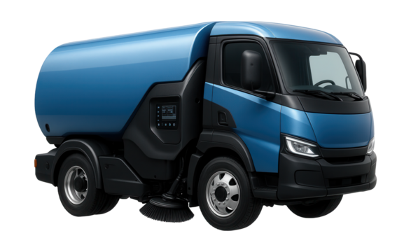 Modern wash truck featuring a digital control panel and advanced sensors.