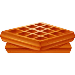 Golden Brown Stacked Waffles Isolated On Transparent Background Delicious Breakfast Food Close Up