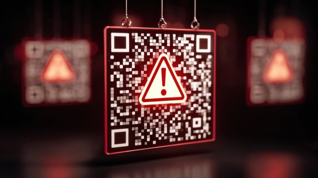 Corrupted QR Code Showing Scam Payment Link With Red Alert Message for Finance Fraud Warning