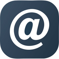 White At Sign Symbol On Dark Blue Background With Rounded Corners Simple Icon Graphic Design