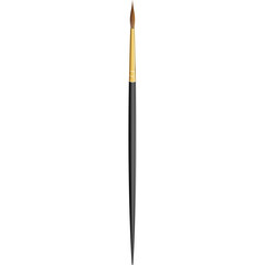 Fine Tip Paint Brush with Black Handle and Golden Ferrule on Transparent Background Ideal for Detailed Art Creation