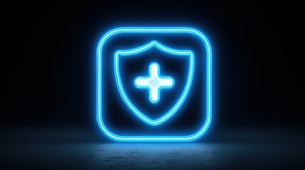 Obraz premium Encrypted Bluetooth Connection Icon With Shield Tag Highlights Device Pairing Protection in Neon Style