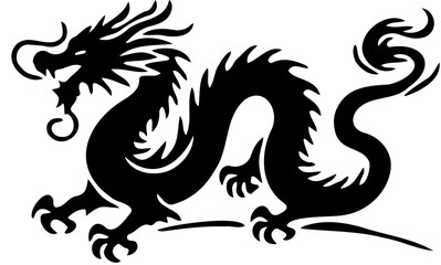 Black silhouette of the dragon zodiac symbol of the Chinese New Year 2025
