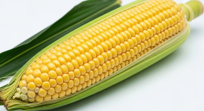 Close up of a fresh ripe corn on the cob