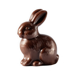 Tasty chocolate bunny on white background.