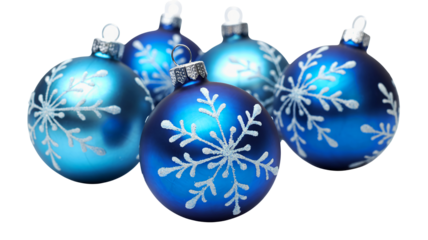 Elegant blue ornaments with snowflake design for winter holiday cheer