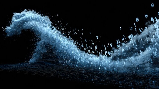 Visualizing a DDoS Attack as an Exploding Wave of Binary Numbers Creating Network Overload and Chaos
