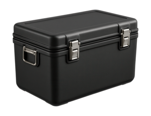 Spacious rectangular storage box with sturdy hinges and weather-resistant seals.