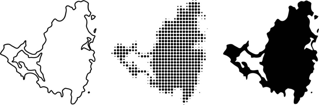 Sint Maarten Map Vector Set Halftone Silhouette Outline