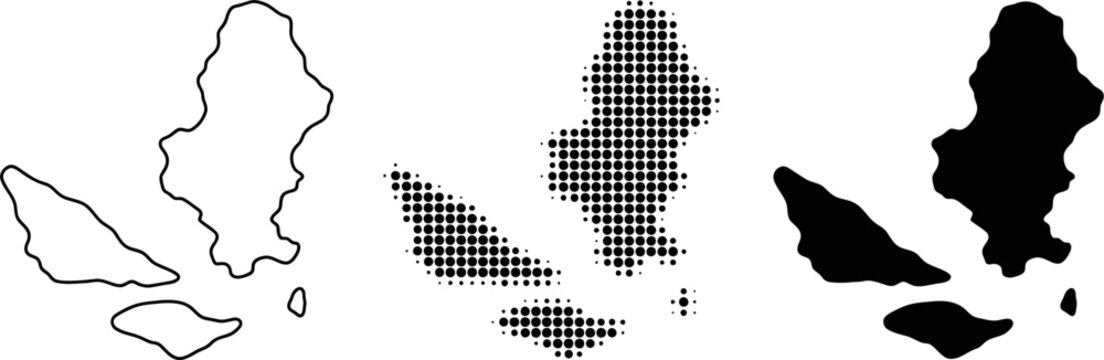 Wallis and Futuna map silhouette halftone and outline vector