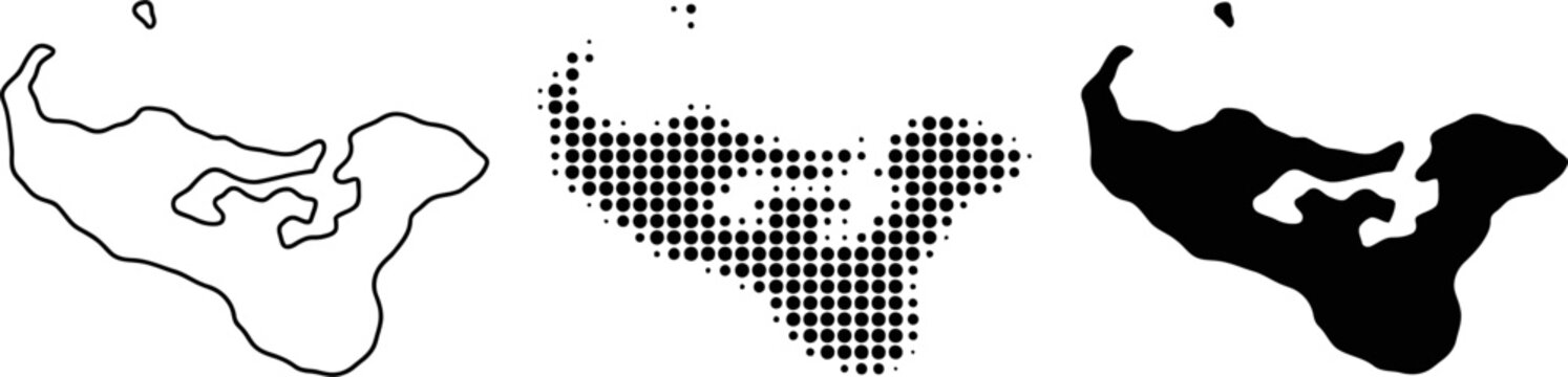 Tonga Map Halftone Outline and Solid Silhouette Vector
