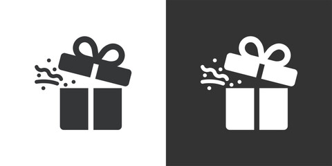 Open Present Box icon. Solid glyph series icon