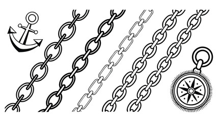 Anchor and chains collection vector design for nautical theme graphics and layouts, isolated on a transparent background for seamless patterns design.