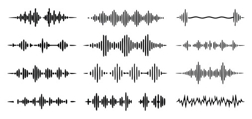 Obraz premium Compilation of rhythmic sound waveforms on a transparent surface precisely characterizes here vector illustration. 
