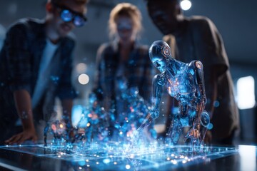 Exploring design innovations through ai collaboration in creative spaces. Mechanical intelligence. Innovative teamwork: ai design and ar tool synergy in focus. Robotic transformation.