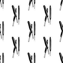 hand-drawn black and white seamless patterns featuring simple line-art doodles. Each repeatable design includes playful minimalist illustrations suitable for backgrounds, packaging, textiles, wallpape