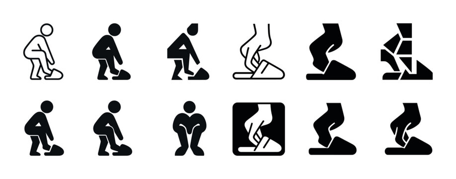 Icon set of lifting techniques and ergonomic safety instructions