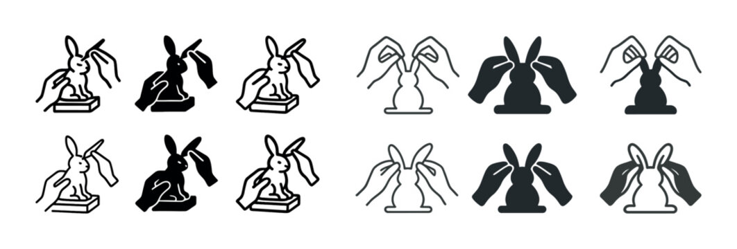 Visual perception illusion with rabbit and duck ambigrams in black and white art patterns