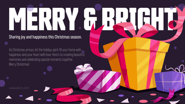 A bright Christmas motion graphics template with cheerful gift animations and festive typography. Perfect for creating joyful holiday greetings, seasonal messages, and Christmas-themed visual content.