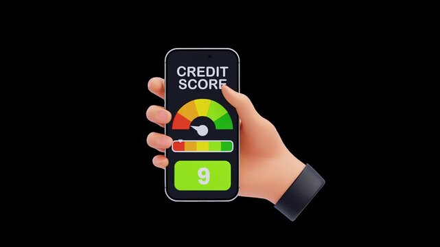 3D Credit Score Smartphone Finance Report | Alpha Channel