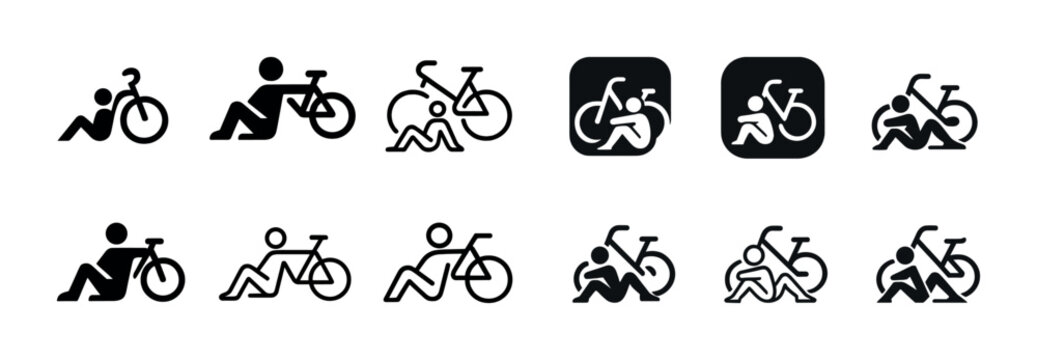 Cyclist pictograms: minimalist bicycle icons collection