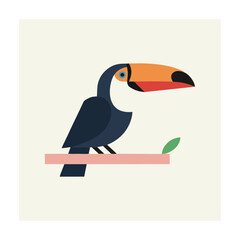 Obraz premium Stylized Toucan Perched on a Branch A Modern, Colorful Illustration for Design