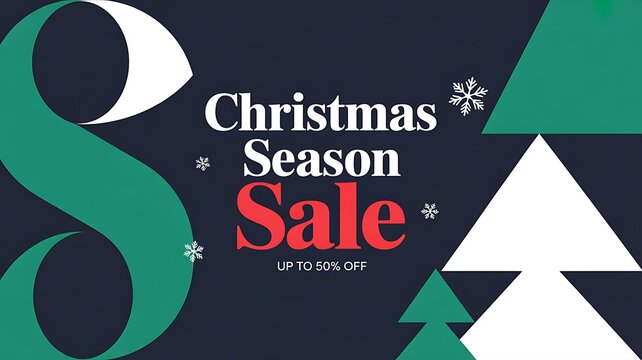 Christmas sale vector poster design set with sale promotional text and colorful christmas elements in red and white background. Vector illustration.