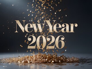 Celebrate the arrival of New Year 2026 with a shower of glittering gold confetti and sparkling excitement ushering in a year of prosperity joy and new beginnings