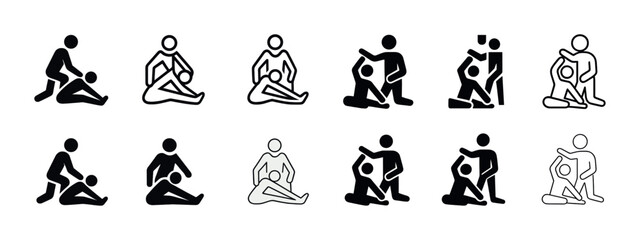 Fototapeta premium Pictogram series: first aid support and assistance illustrations