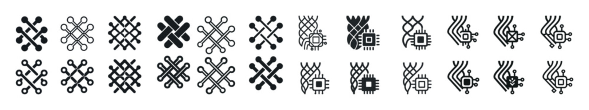 Intricate geometric pattern collection with digital tech motifs