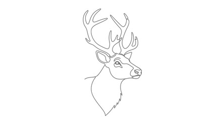 Elegant single line drawing of a majestic deer head with impressive antlers minimalist design