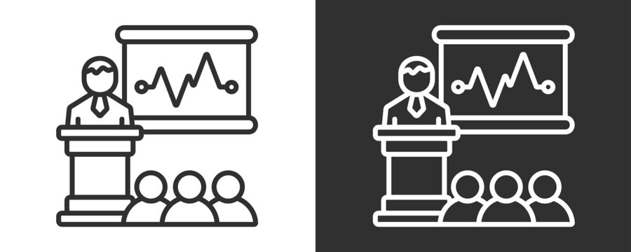 Presentation Icon Set Vector Collection Isolated In Black And White