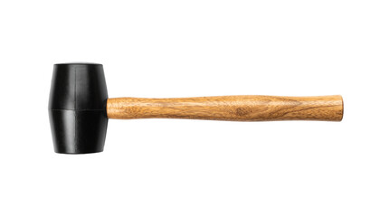 Rubber mallet with natural wooden handle