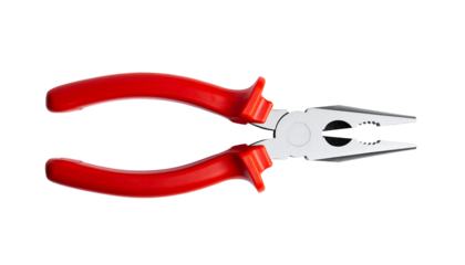 Professional needle nose pliers with red cushion grip handles