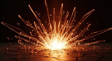 A fiery explosion with sparks and flames in a dark, isolated setting.