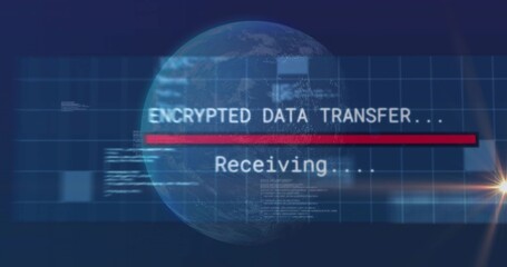 Displaying central HUD elements pulsing on virtual dashboard, with globe and red progress bar