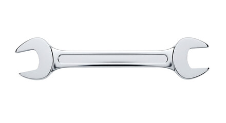 Chrome double open end wrench with polished finish and dual size openings