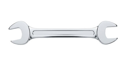 Chrome double open end wrench with polished finish and dual size openings