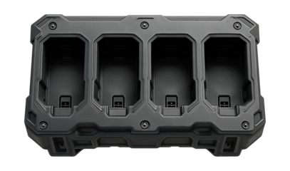 Reinforced base station with docking bays for secure anchoring.